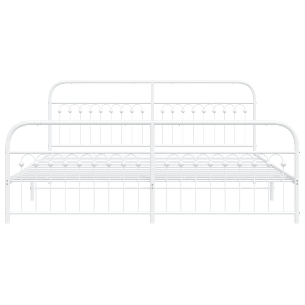 Bedframe met hoofd- en voeteneinde metaal wit 193x203 cm