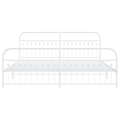 Bedframe met hoofd- en voeteneinde metaal wit 193x203 cm