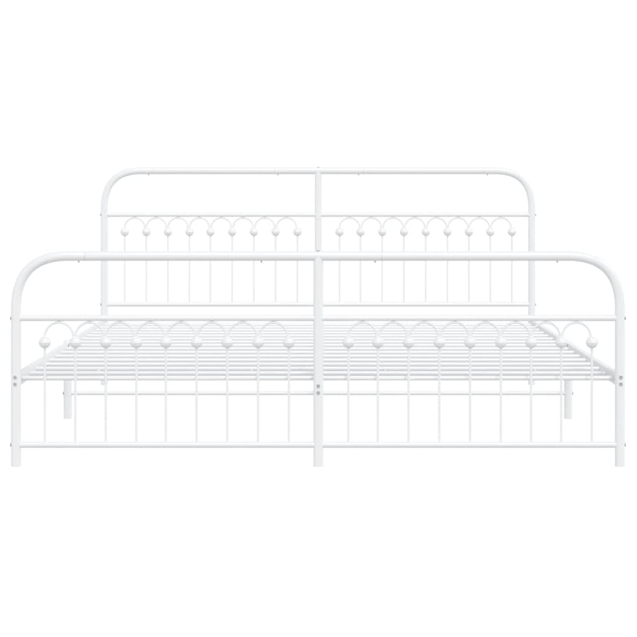 Bedframe met hoofd- en voeteneinde metaal wit 193x203 cm