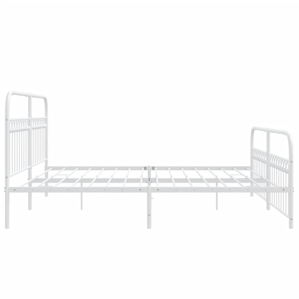 Bedframe met hoofd- en voeteneinde metaal wit 193x203 cm