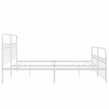 Bedframe met hoofd- en voeteneinde metaal wit 193x203 cm