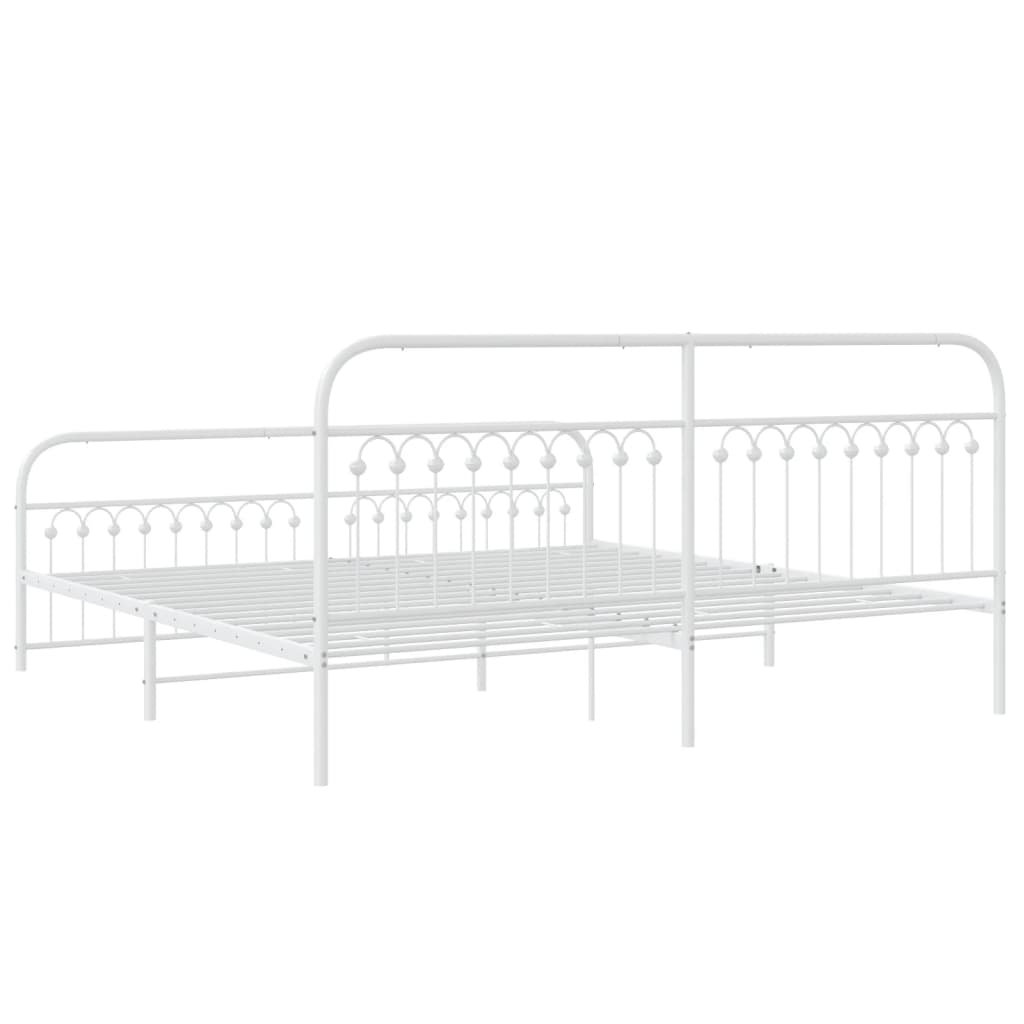 Bedframe met hoofd- en voeteneinde metaal wit 193x203 cm