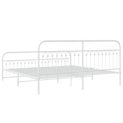 Bedframe met hoofd- en voeteneinde metaal wit 193x203 cm