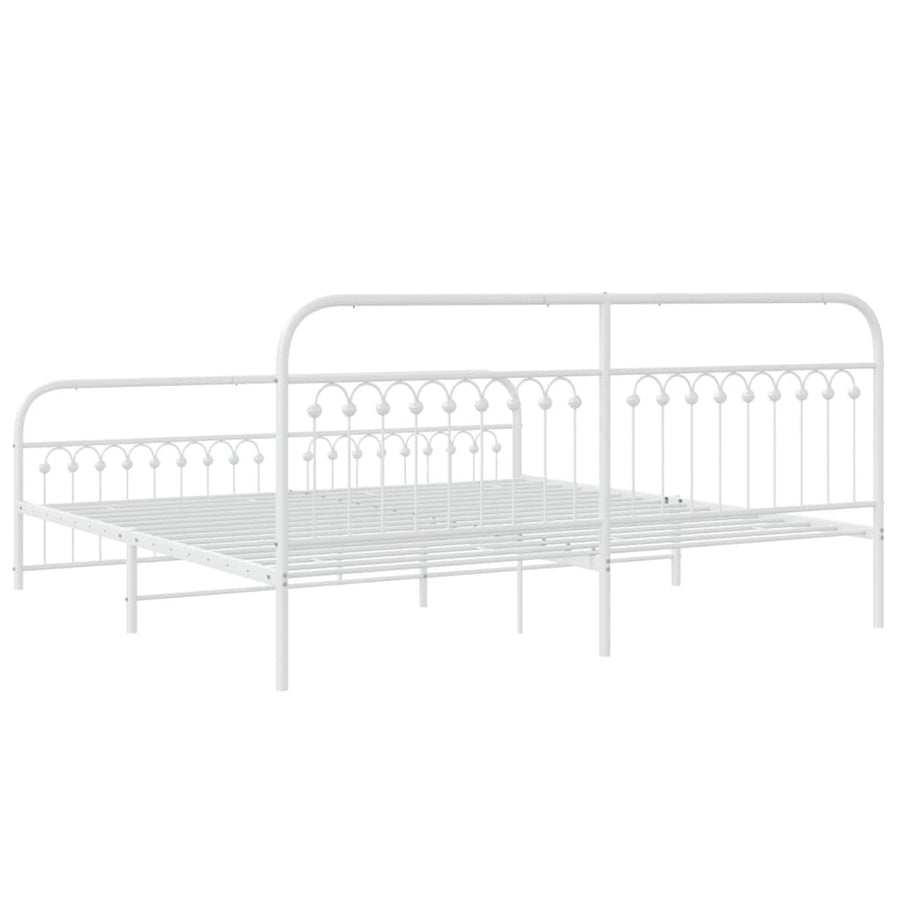 Bedframe met hoofd- en voeteneinde metaal wit 193x203 cm