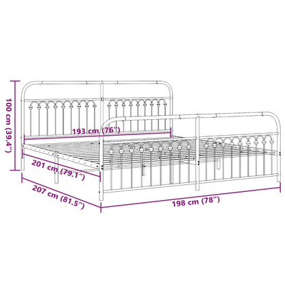 Bedframe met hoofd- en voeteneinde metaal wit 193x203 cm