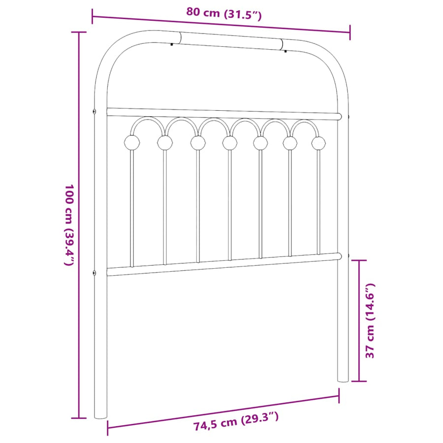Hoofdbord 75 cm metaal wit