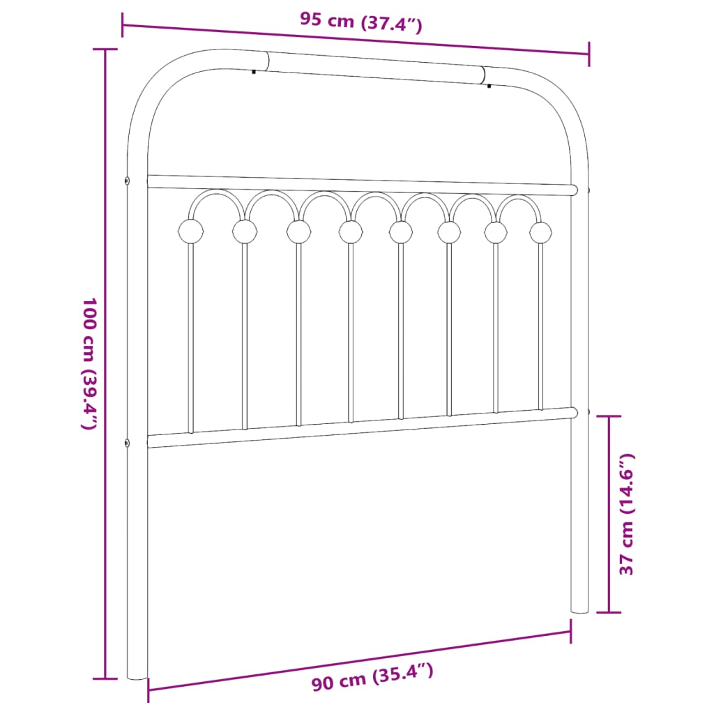 Hoofdbord 90 cm metaal wit