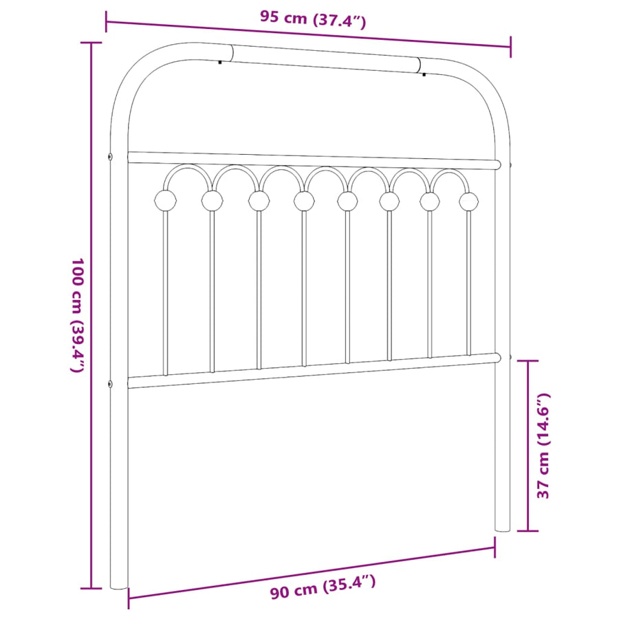 Hoofdbord 90 cm metaal wit