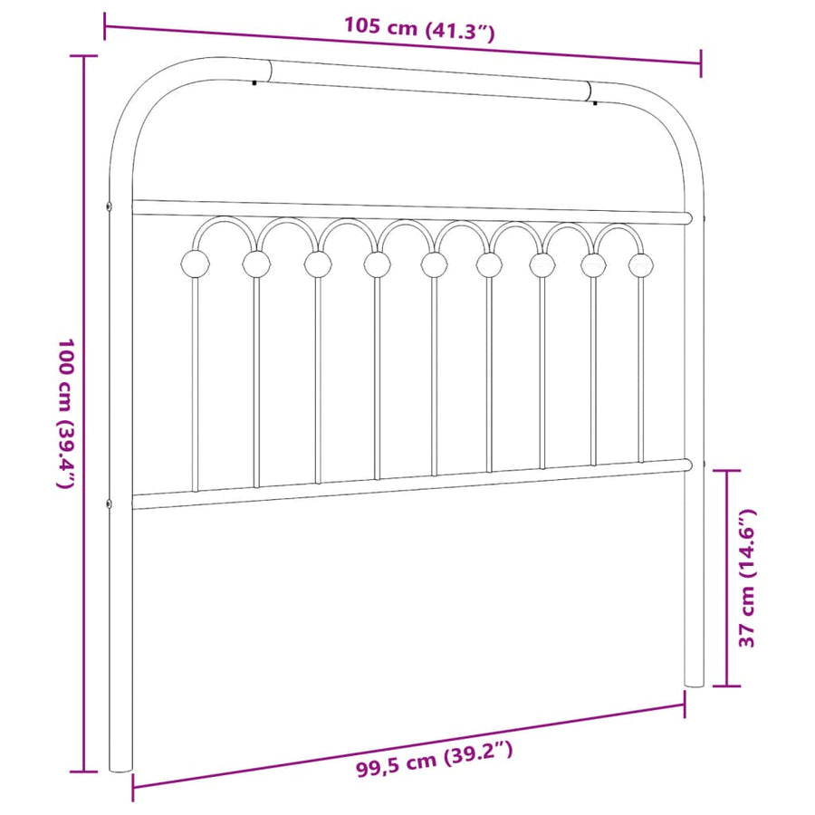 Hoofdbord 100 cm metaal wit