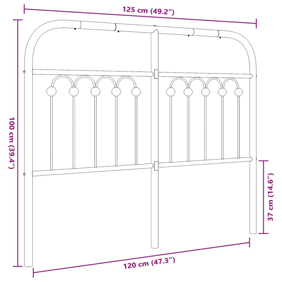 Hoofdbord 120 cm metaal wit