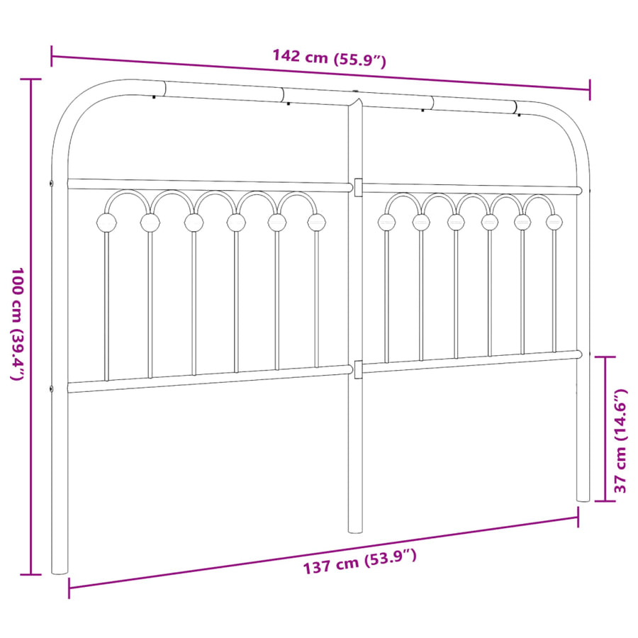 Hoofdbord 135 cm metaal wit