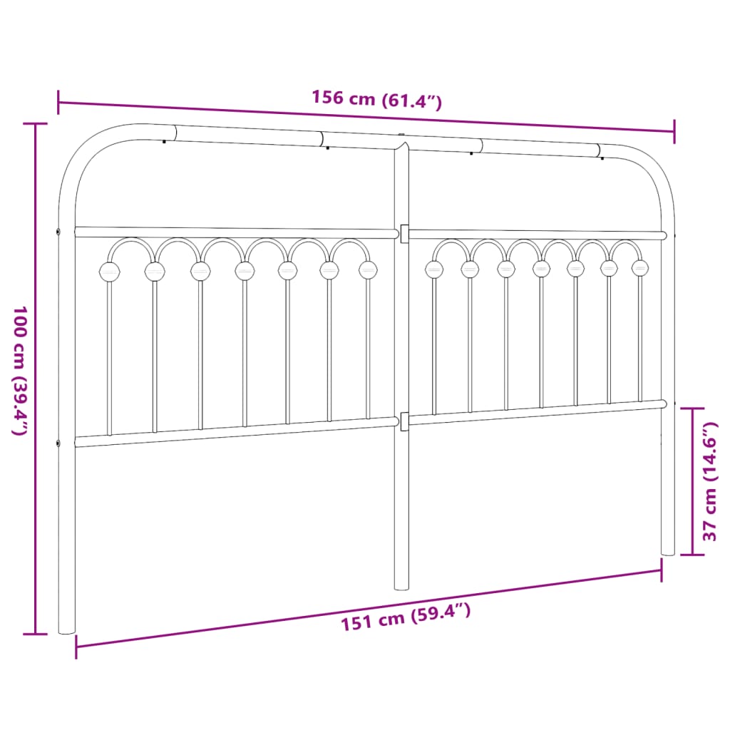Hoofdbord 180 cm metaal wit