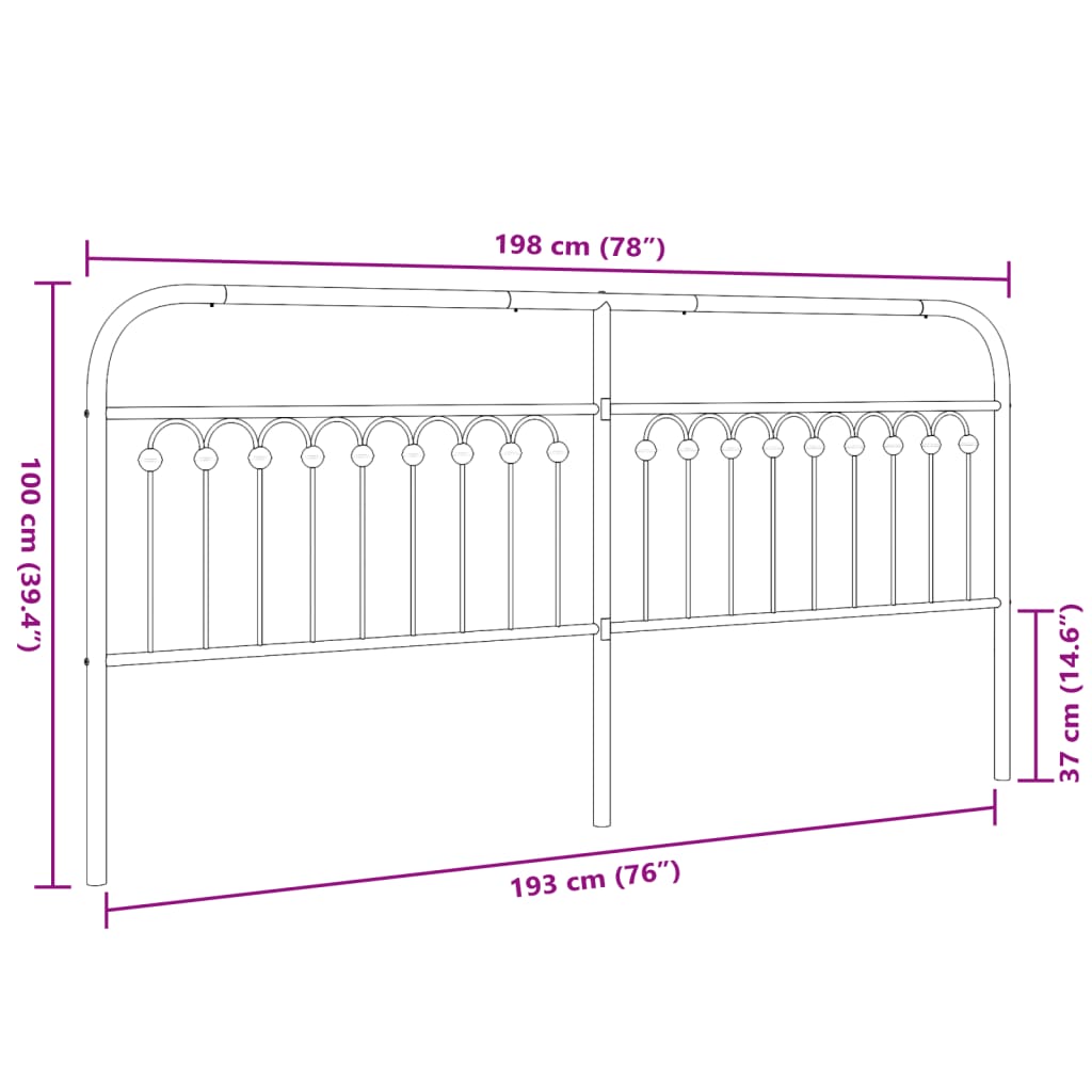 Hoofdbord 193 cm metaal wit