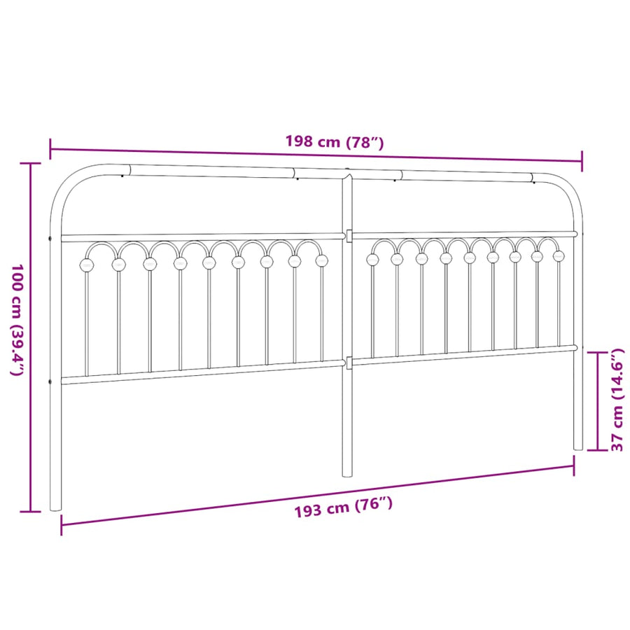 Hoofdbord 193 cm metaal wit