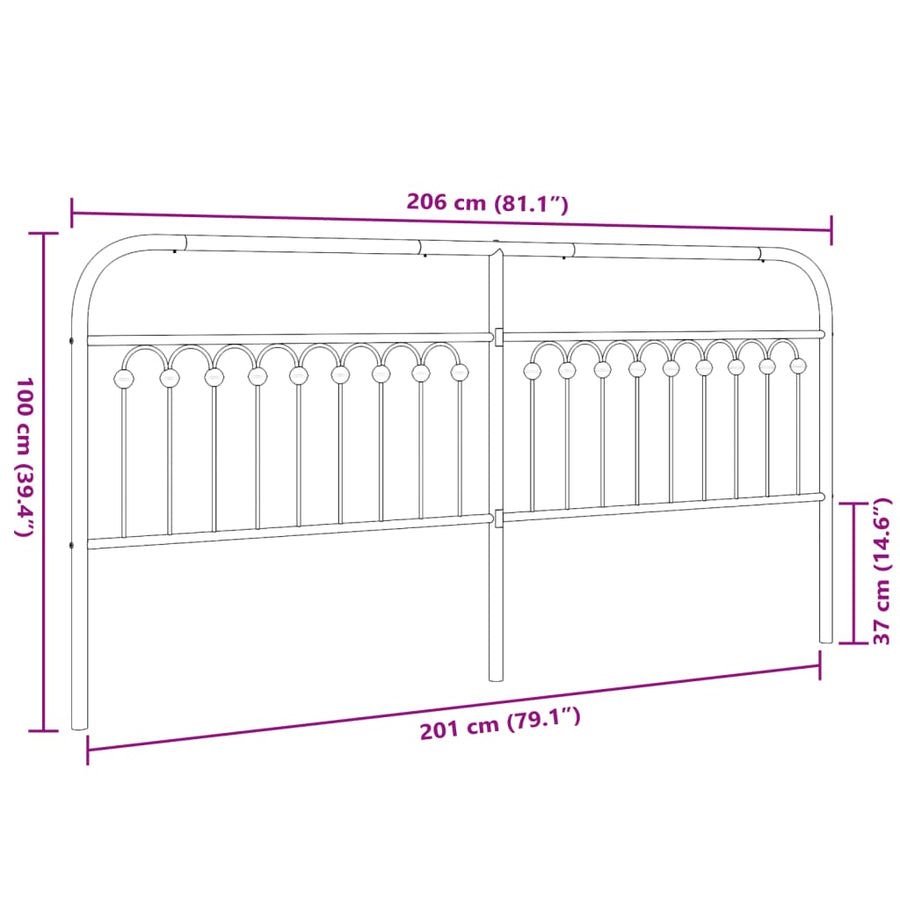Hoofdbord 200 cm metaal wit