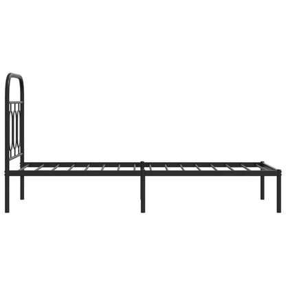 Bedframe met hoofdbord metaal zwart 75x190 cm