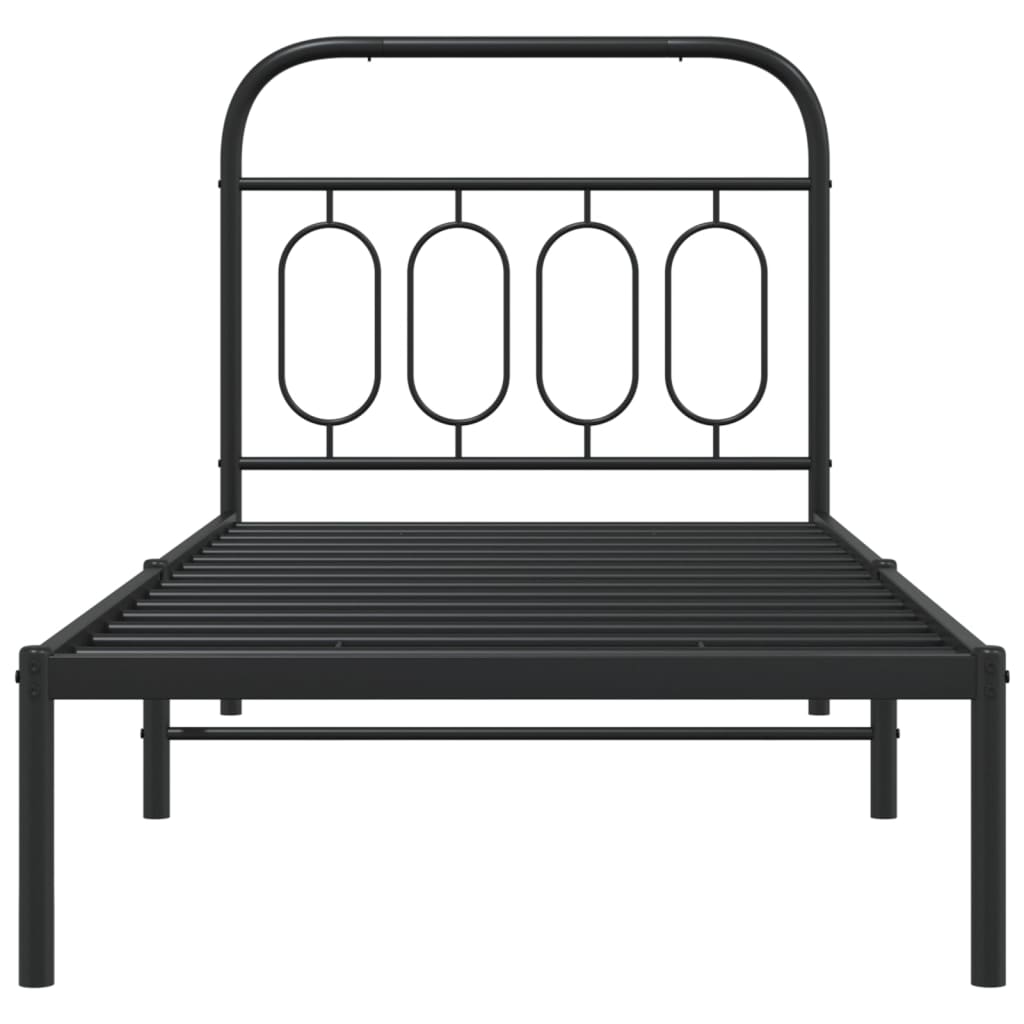 Bedframe met hoofdbord metaal zwart 90x190 cm