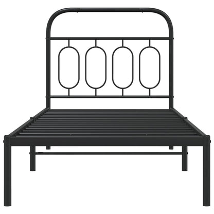 Bedframe met hoofdbord metaal zwart 90x190 cm