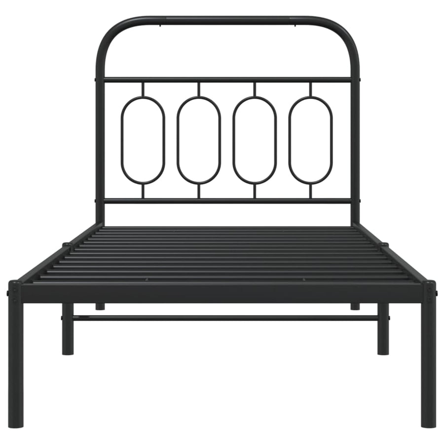 Bedframe met hoofdbord metaal zwart 90x190 cm