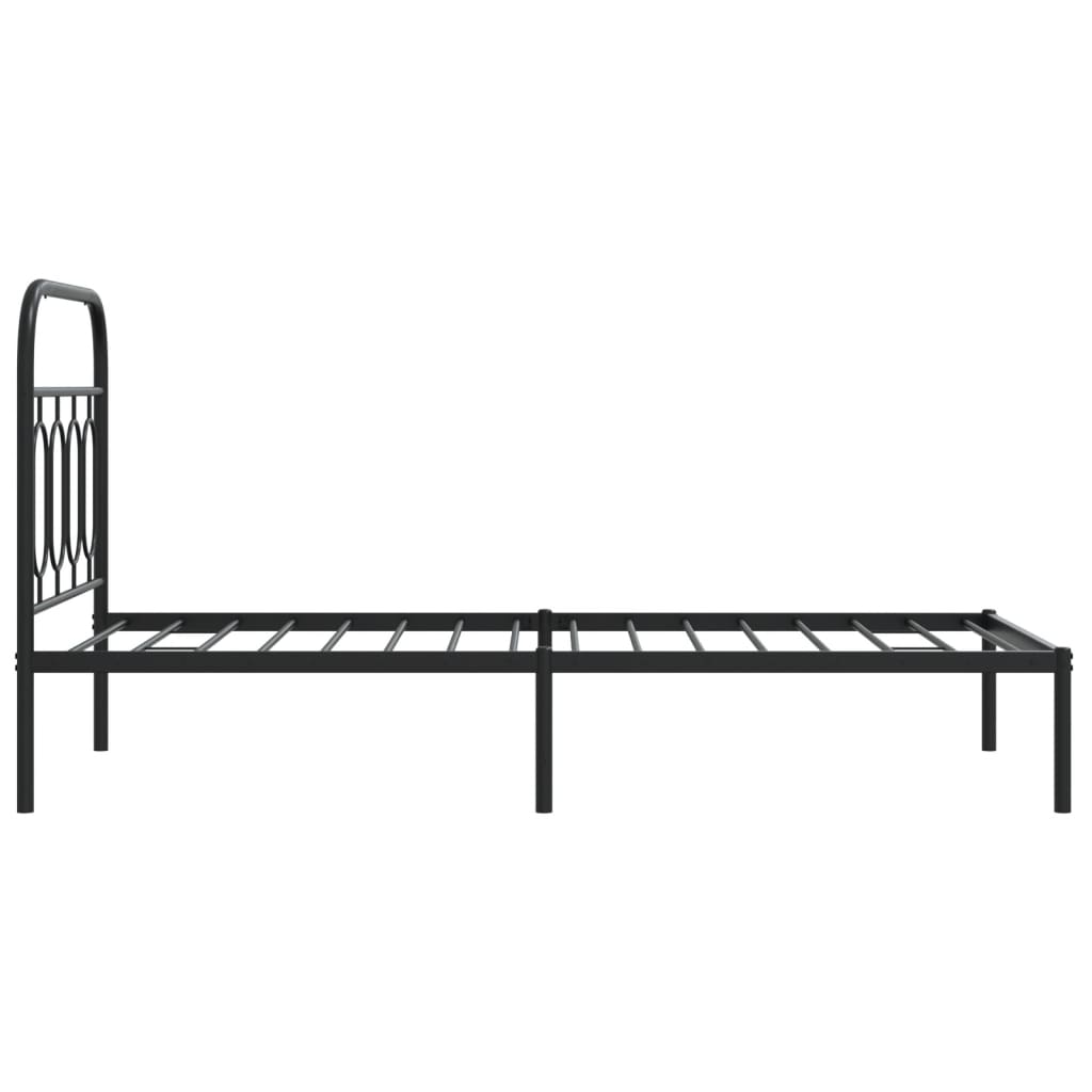 Bedframe met hoofdbord metaal zwart 90x190 cm