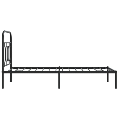 Bedframe met hoofdbord metaal zwart 90x190 cm