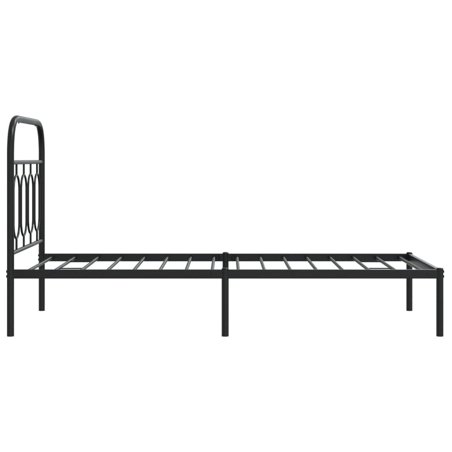 Bedframe met hoofdbord metaal zwart 90x190 cm