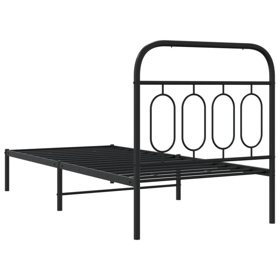 Bedframe met hoofdbord metaal zwart 90x190 cm