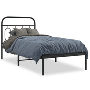Bedframe metaal zwart 90x190 cm met hoofdbord