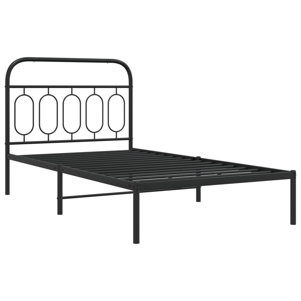 Bedframe met hoofdbord metaal zwart 100x190 cm