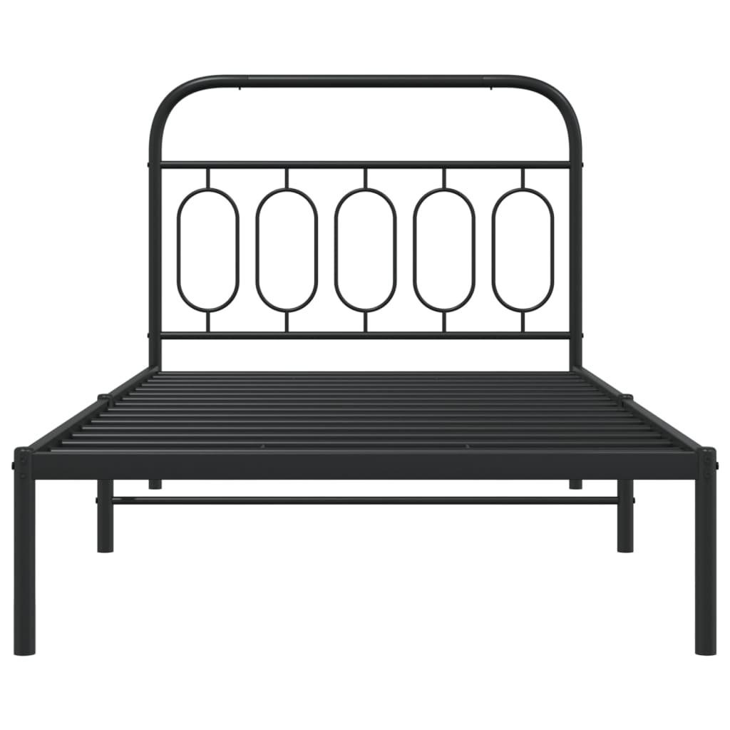 Bedframe met hoofdbord metaal zwart 100x190 cm