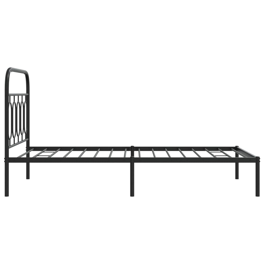Bedframe met hoofdbord metaal zwart 100x190 cm