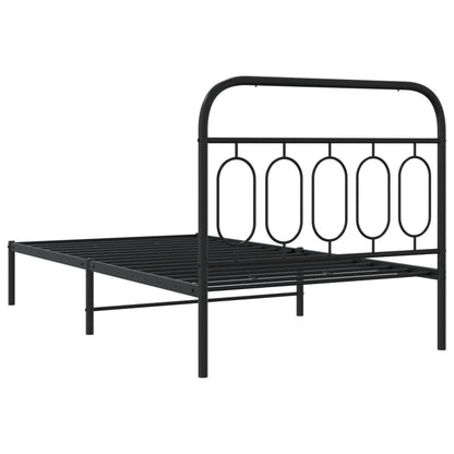 Bedframe met hoofdbord metaal zwart 100x190 cm