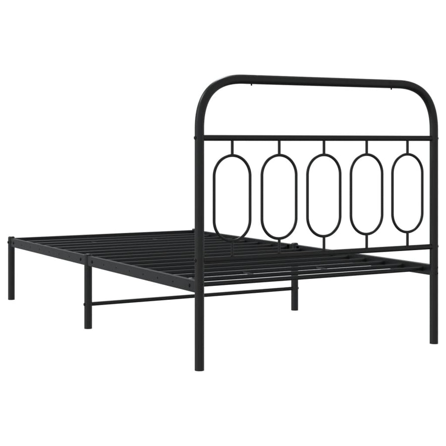 Bedframe met hoofdbord metaal zwart 100x190 cm