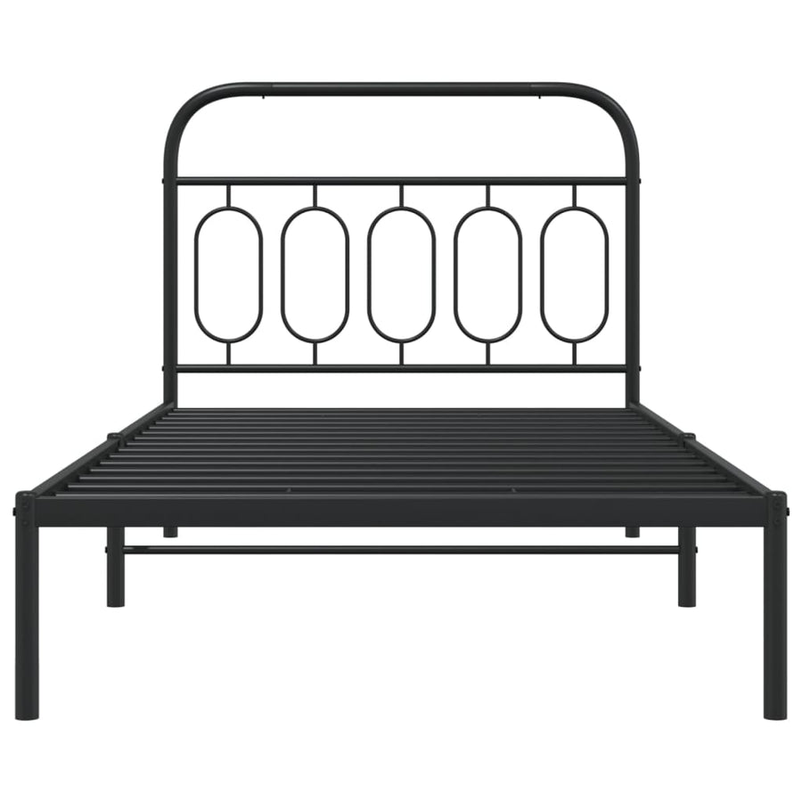 Bedframe met hoofdbord metaal zwart 107x203 cm