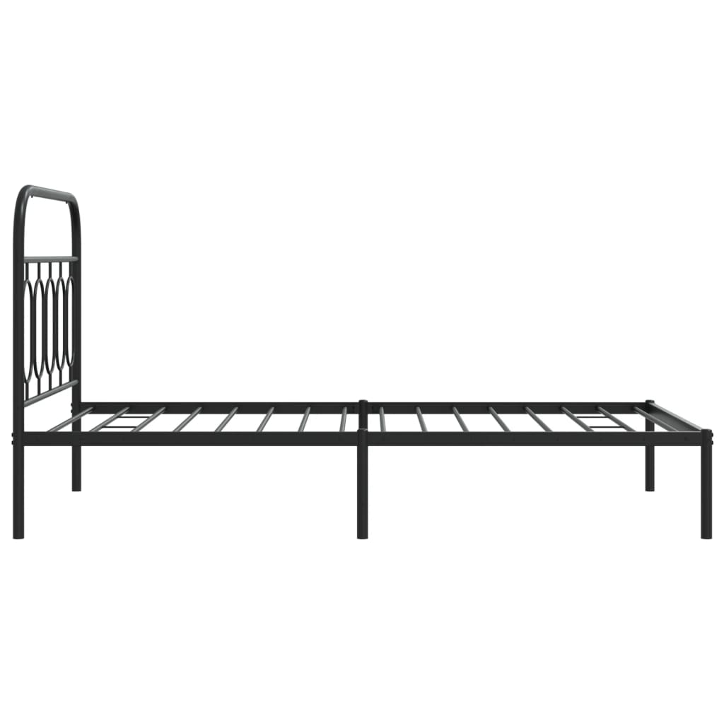 Bedframe met hoofdbord metaal zwart 107x203 cm