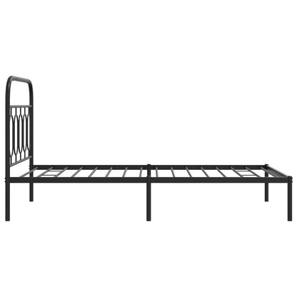 Bedframe met hoofdbord metaal zwart 107x203 cm