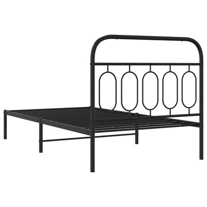 Bedframe met hoofdbord metaal zwart 107x203 cm