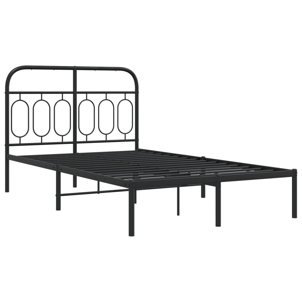 Bedframe met hoofdbord metaal zwart 120x190 cm