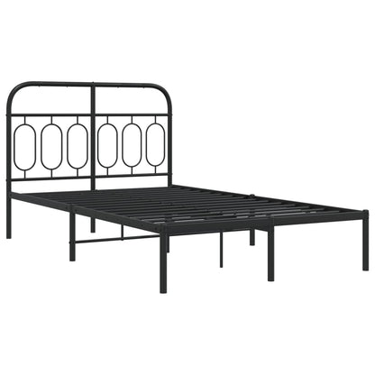 Bedframe met hoofdbord metaal zwart 120x190 cm