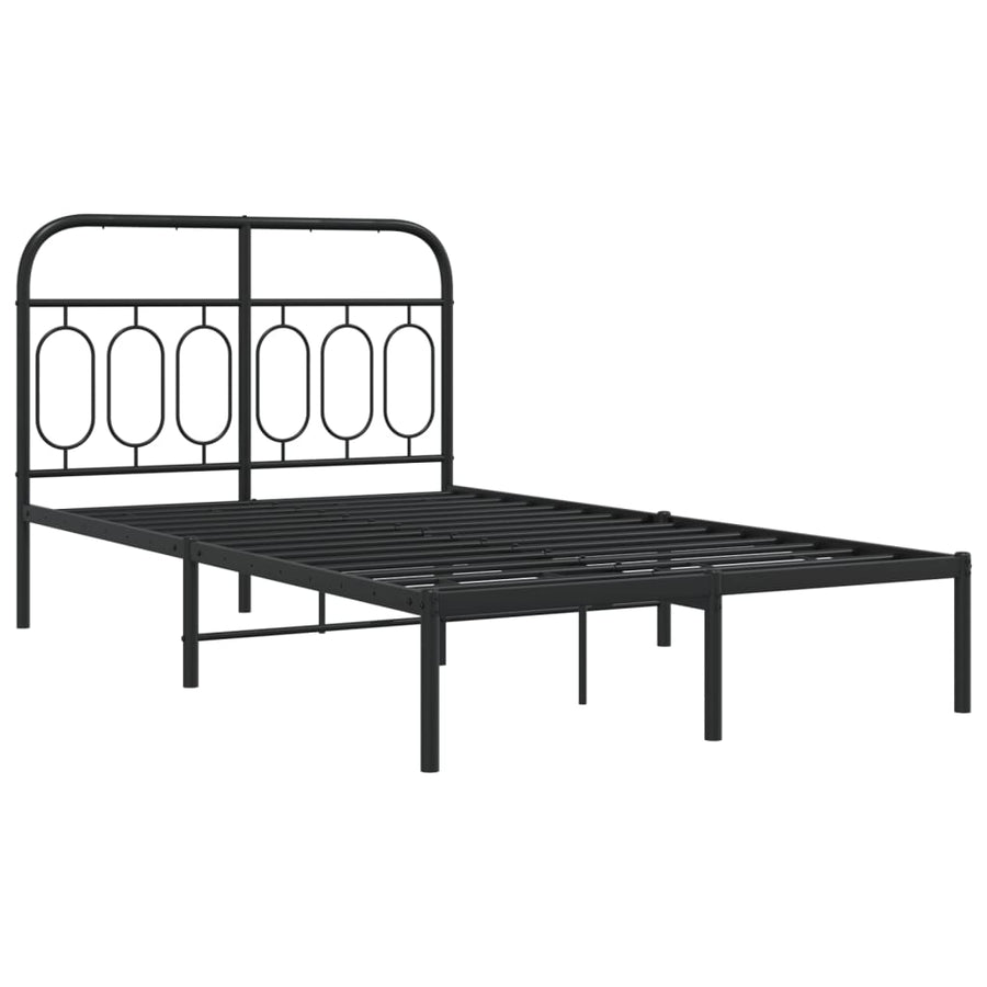 Bedframe met hoofdbord metaal zwart 120x190 cm