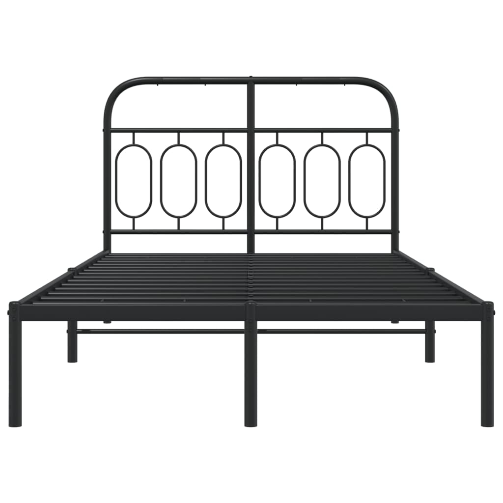 Bedframe met hoofdbord metaal zwart 120x190 cm