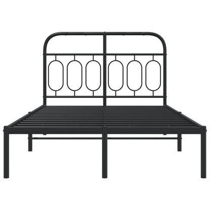 Bedframe met hoofdbord metaal zwart 120x190 cm