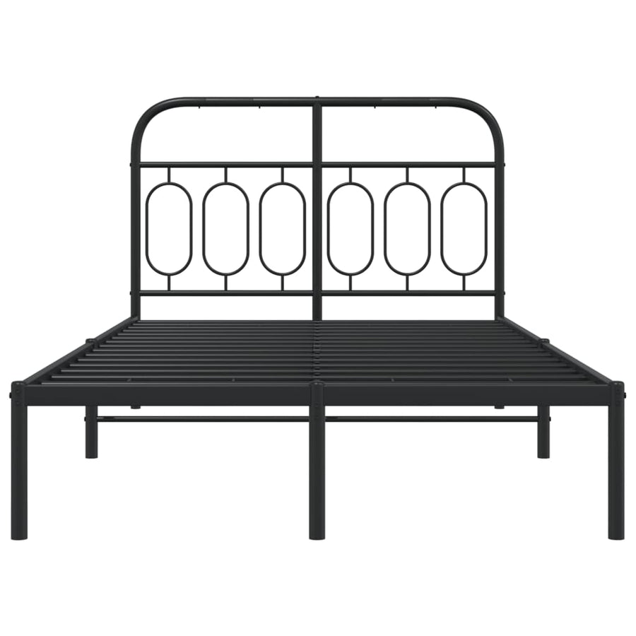 Bedframe met hoofdbord metaal zwart 120x190 cm