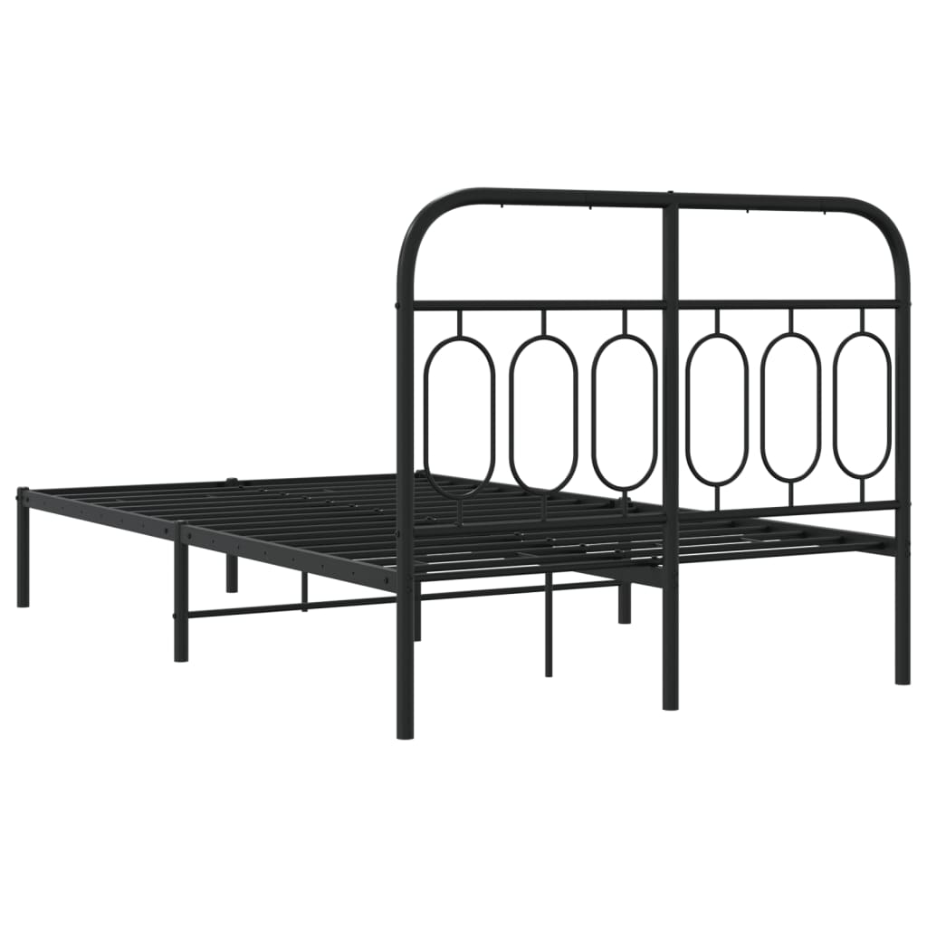 Bedframe met hoofdbord metaal zwart 120x190 cm