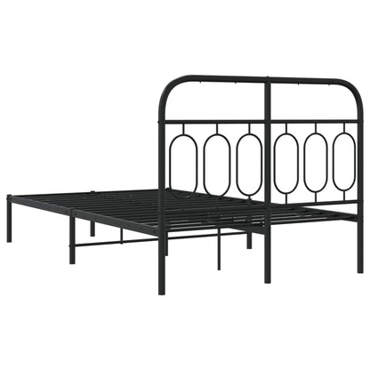 Bedframe met hoofdbord metaal zwart 120x190 cm