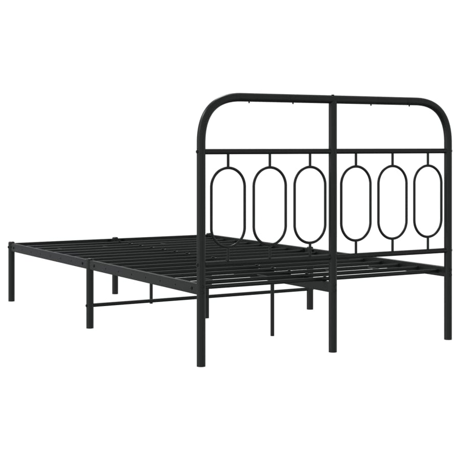 Bedframe met hoofdbord metaal zwart 120x190 cm