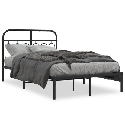 Bedframe met hoofdbord metaal zwart 120x190 cm