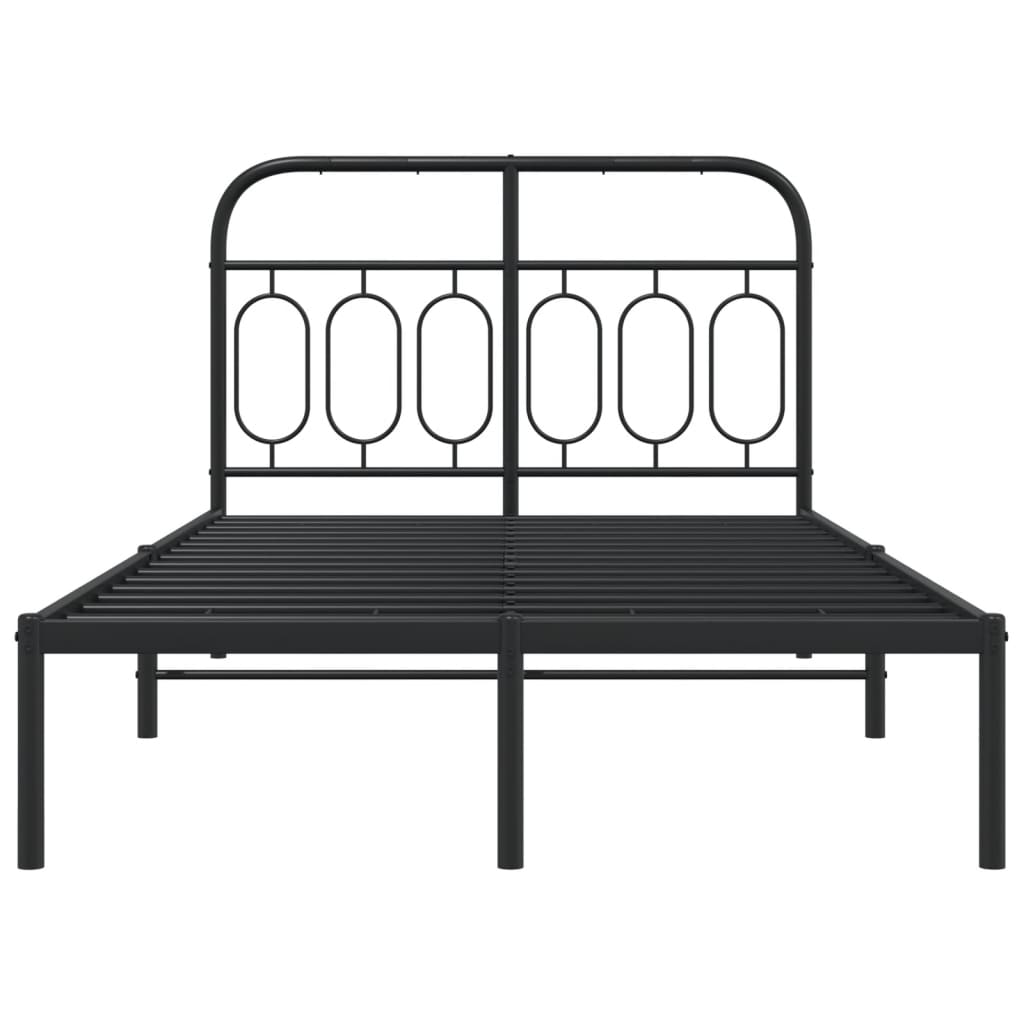 Bedframe met hoofdbord metaal zwart 120x200 cm