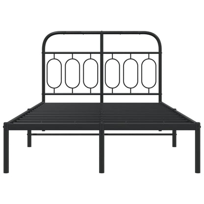 Bedframe met hoofdbord metaal zwart 120x200 cm