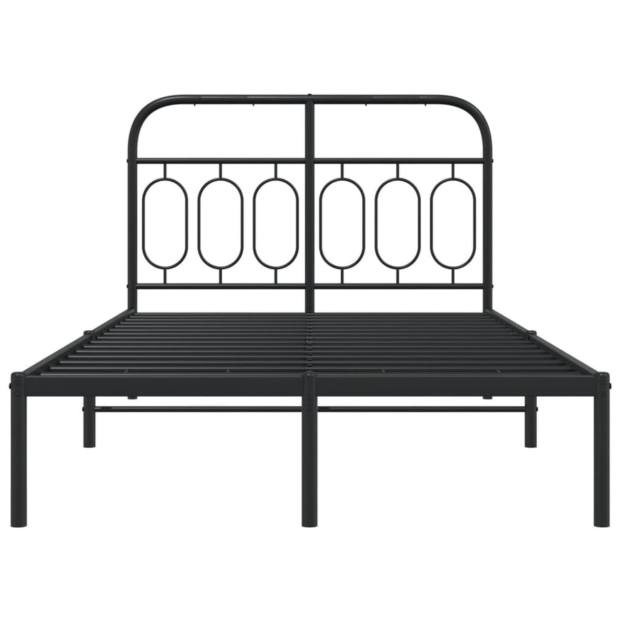 Bedframe met hoofdbord metaal zwart 120x200 cm